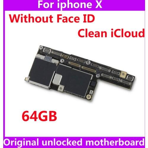 For iphone 10 original motherboard without Face ID 64GB good working mainboard for iphone X unlocked IOS system logic board