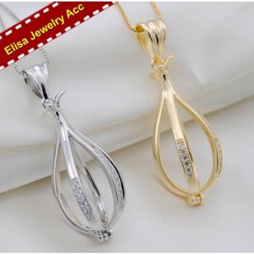 Fashion S925 Sterling Silver Pearl Cage Pendant Accessory Women DIY Pearl Pendant Holder Silver&Gold 3pcs/Lot