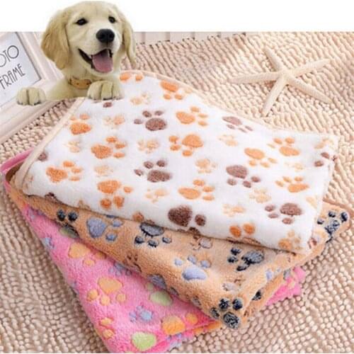 Fine joy 75*50cm 100*75cm Pet Bed Mat Soft Fleece Warm Blanket Pet Cat Dog Sleeping Mats Paw Printing Puppy Teddy Bed Mats