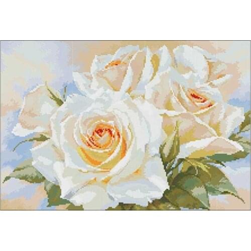 White rose flower patterns counted 11CT 14CT 18CT Cross Stitch Set DIY Cross-stitch Kit Embroidery Needlework Home Decor
