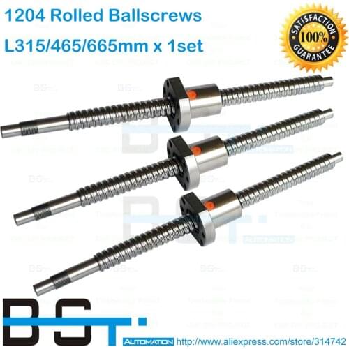 BSTMOTION SFU1204 Ballscrew set- 315mm / 465mm / 665mm / with 1204 ballnut with standard end machining for DIY CNC ROUTER