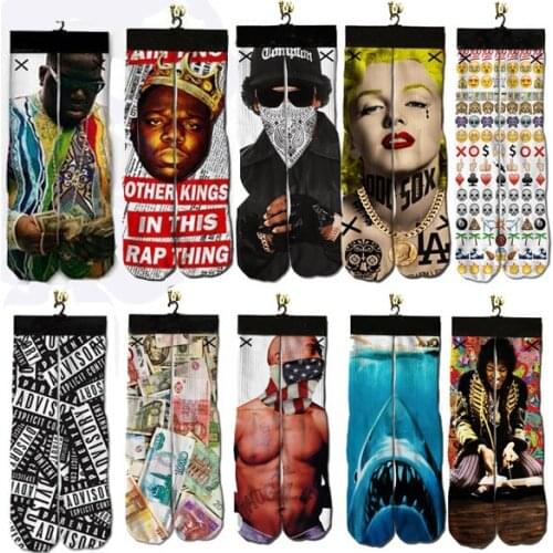Mens Socks The Notorious B.I.G. Biggie Small Galaxy 2pac Tupac Amaru Shakur Jimi Marilyn Monroe Skateboard 3d stockings