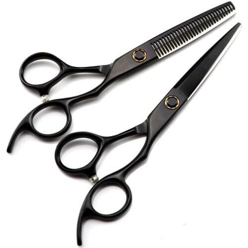 Professional japan 440c steel 6'' black Bearing hair scissors cutting barber tools haircut thinning shears hairdressing scissors