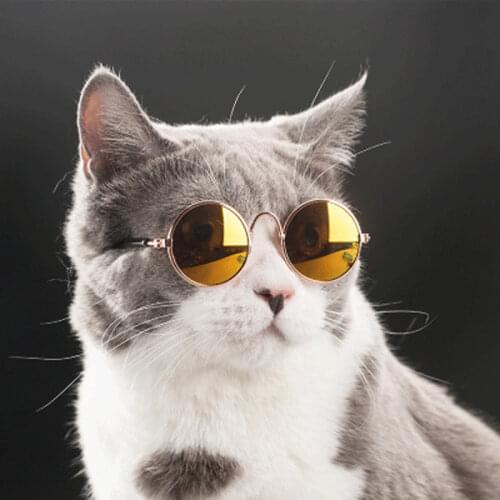 Pet Products Lovely Vintage Round Cat Sunglasses Reflection Eye wear glasses For Small Dog Cat Pet Photos Props Accessories