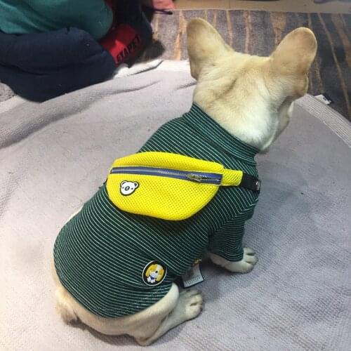 Striped Dog Clothes with Cute Backpack for Small Medium Dogs Cotton Schnauzer Hoodie Yorkie Coat Pug Costume Pets Outfits