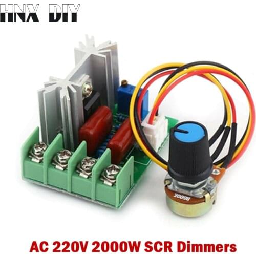 AC 220V SCR Voltage Regulator LED Dimming Dimmers 2000W High Power Motor Speed Controller Governor Module W/ Potentiometer