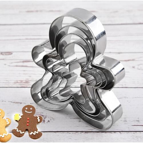 Christmas Cookie Cutter Tools Stainless Steel Gingerbread Men Shaped Holiday Biscuit Mold Kitchen Cake Decorating Tool GRSA889