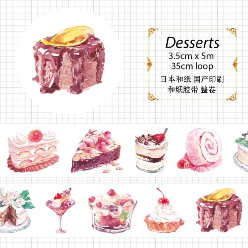 Sweet Cake Desserts Yummy Food DIY Masking Tape Decorative Washi Tape for Scrapbooking Diary Craft Journaling Deco