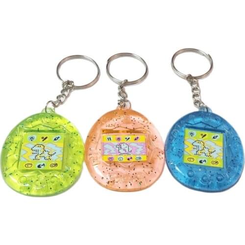 10 pcs E562-10 TAMAGOTCHI sticker with key chain Rings Retro Birthday Party favors giveaways gadget souvenirs gift Bag Gag Prize