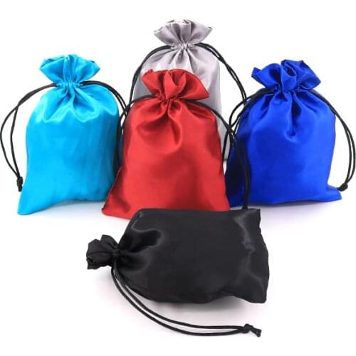 Satin Gift Bag 8x10cm 10pcs Jewelry Pouch Cosmetic Party Bead Packing Candy Silk Drawstring Bag Cloth Sachet Pocket Sack