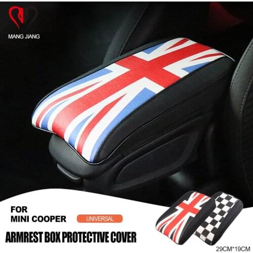 Universal Interior Leather Armrest Box Cunshion Mat FOR MINI COOPERS F54 F56 F60 UNION JACK Soft Protective Cover Accessories