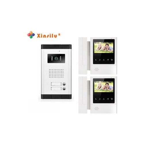 XINSILU New Arrival 4.3"video door phone for 2-apartments,HD color wired intercom system/audio door phone