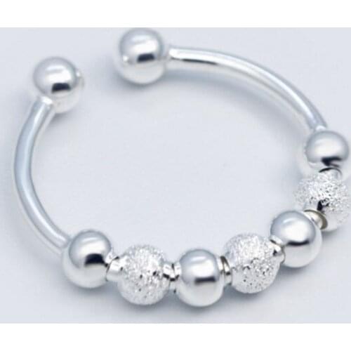 Womens Fashion Personality 925 Silver Creative Round Bead Opening Ring Party Gift Jewelry Ring Wholesale