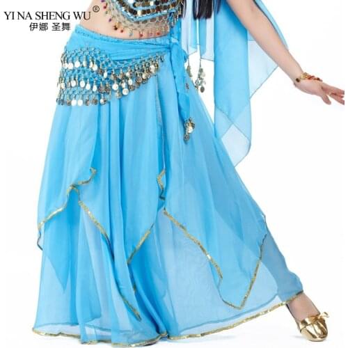 Belly Dance Skirt Professional Competition Sexy Chiffon Women Belly Dance Skirt Costume Dancer Skirt 9 Color Bellydance Costume