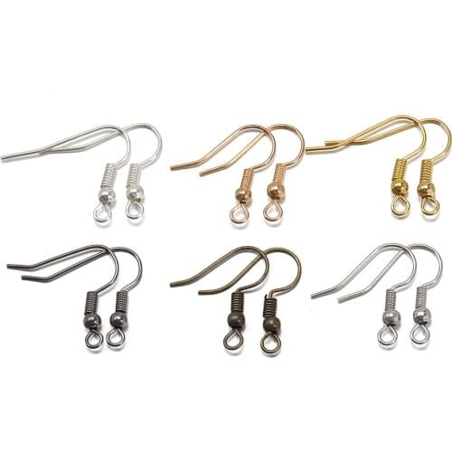 200pcs Metal Ear Hook Wire Clasps With Bead Charms Earring Wire Fit Diy Women Earring Accessories for Jewelry Making Findings