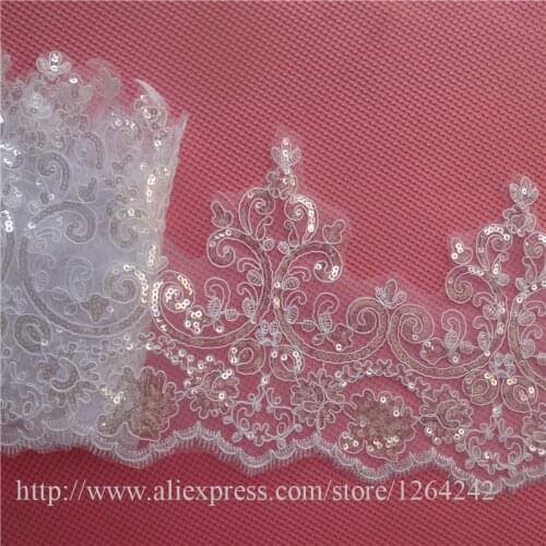 3Yards European Sequin Applique Lace Wedding Trim Dress DIY Manual Accessories Car Bone 18cm LW0195