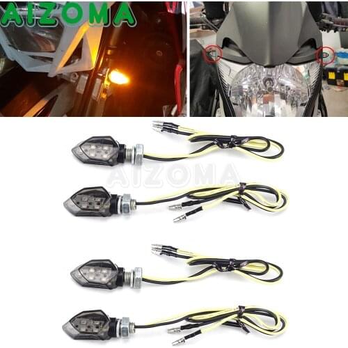 4X Motocross LED Turn Signal Indicators Light Left/Right Amber Signal Lamp Blinker E8 For Kawasaki BMW Yamaha Honda MX Enduro