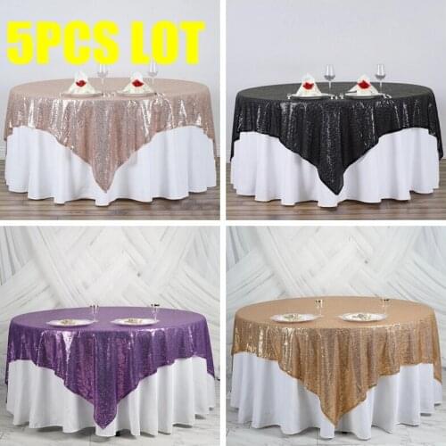 5pcs 200gsm Glitter Sequin Tablecloth Overlay Poly Table Cloth For Wedding Event Party Hotel Decoration