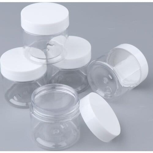 5Pcs PET Empty Make Up Containers Cream Jars with Inner Liners & Lids Clear