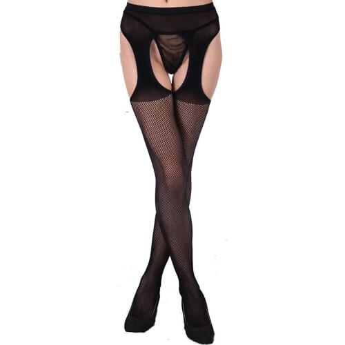Hollow Out Sexy Pantyhose Black Women Tights Fishnet Club Party Tights Elastic Open Crotch Tights