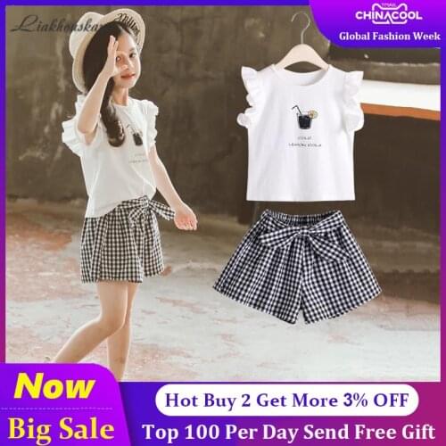 Kids Clothes Girls Summer 2020 Girls Clothing Sets Flower Printing Vest+pants Children Baby Girl Clothes 5 6 7 8 9 10 12 Years