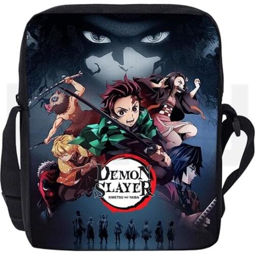 Diagonal Shoulder Bag women Kawaii Kimetsu No Yaiba Pattern Cartoon Printing Girls Messenger Bag Casual Cool Pattern Male Bag