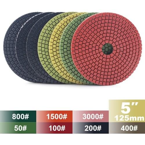 Free shipping diamond polishing pads 5 inch 7pcs/set granite marble concrete grinding flexible pad