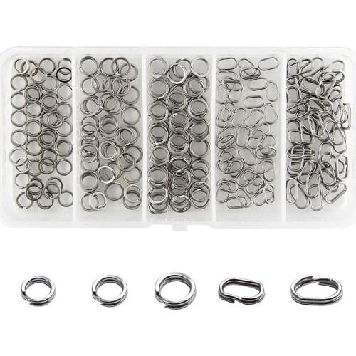 150Pcs 20LB- 80LB Stainless Steel Double Split Ring High Strength Heavy Duty Fishing Split Rings Kit Fishing Lures Tackle Set
