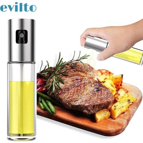 Evilto BBQ Oil Spray Bottle Stainless Steel Leak-proof Water Pump Gravy Boats Grill Olive Oil Pourer Kitchen Spray Oil Tools