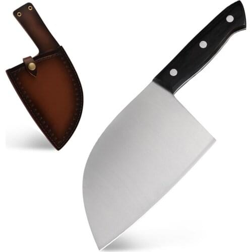 Chinese Kitchen Knife Bone Chopping Knife Frosted Surface Thickened Stainless Steel Kitchen Slicing Meat Cleaver Chef Knife
