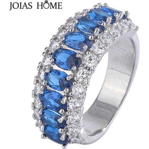 JoiasHome Trendy 925 Silver Rings Woman Jewelry with Sapphire Gemstone Birthstone for Woman Fashion High Quality Wholesale