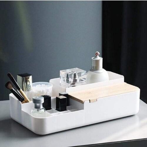 Multi-Functional Cosmetic Storage Box Desktop Lastic Mouth Red Checkered Dust Proof With Cover Cosmetic Cotton Storage Boxes