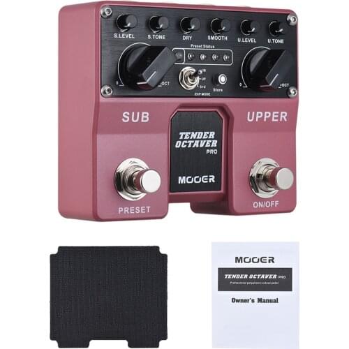 MOOER TENDER OCTAVER Pro Octave Guitar Effect Pedal Sub & Upper Octaves 4 User Presets with Dual Footswitches guitar pedal