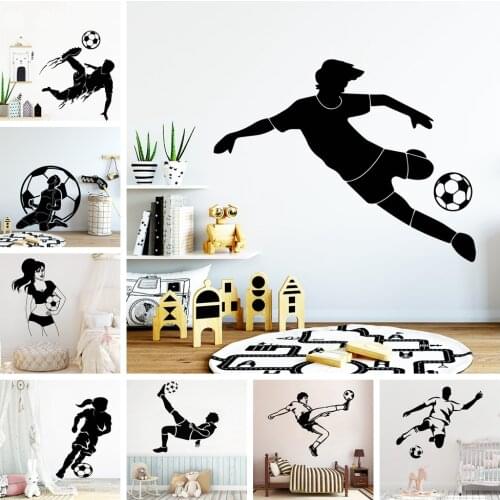 Cartoon Style Football Player Wall Sticker For Kids Baby Room Vinyl Decals Children Bedroom Room Wall Mural Decoration Chamber