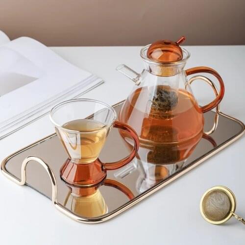 European Style Tea Cups Set Heat Resistant Glass Tea Water Pot with Coffee Tea Heating Cold Kettle Mug High Quality of Tea
