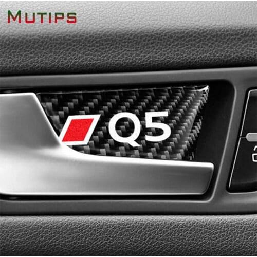 Mutips Car Interior Inner Door Bowl Carbon Fiber Cover Trim Sticker Accessories Styling For Audi Q5 2010-2018 SQ5 8R 2013-2017