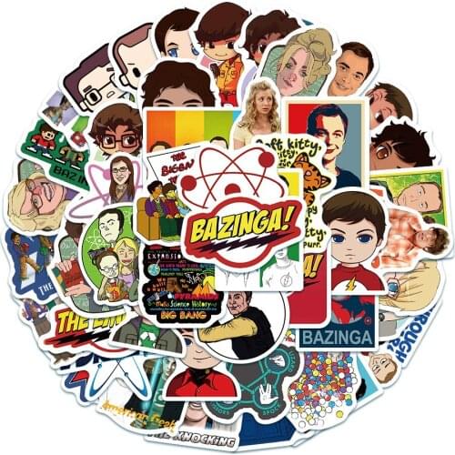 50pcs The Big Bang Theory Stickers For Luggage Car Laptop Notebook Decal Fridge Skateboard Cartoon TV Series Sticker Graffiti