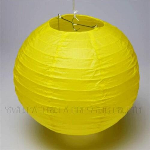 8"(20cm)15pcs/lot Lemon Yellow Chinese Japanese Round Paper Lamp Hanging Indoor Or Outdoor Wedding Venue Free Shipping