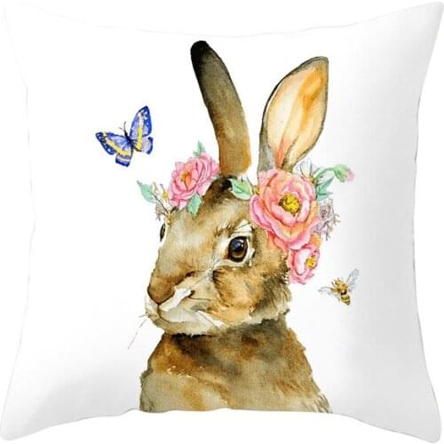 Easter Cute Bunny Egg Pattern Cushion Cover Feature Happy Easter Decoration Living Room Sofa Pillowcase EA22