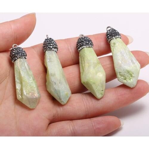 New Natural Stone Pendant Irregular Type Clear Quartzs Faceted Pendant Necklace For DIY Jewelry Birthday Gift Size 10x30-15x40mm