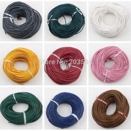 Wholesale 15% off 100 meter many colors real round leather jewelry cord 2mm Free shipping