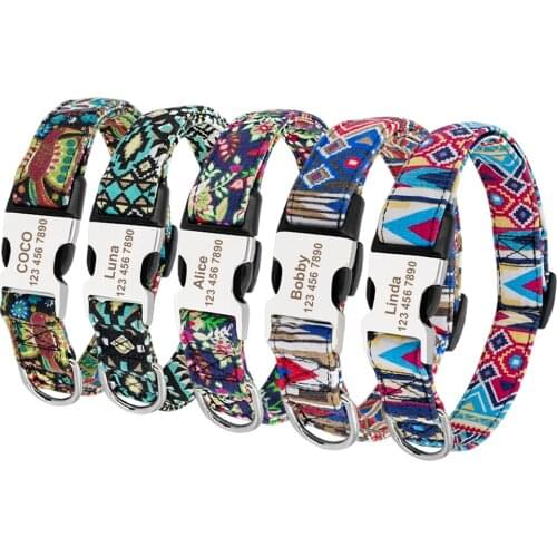 Dog Collar Personalized Custom Printed Dog ID Collar Free Engrave Pet Name Collars for Small Medium Large Dogs Pet Products