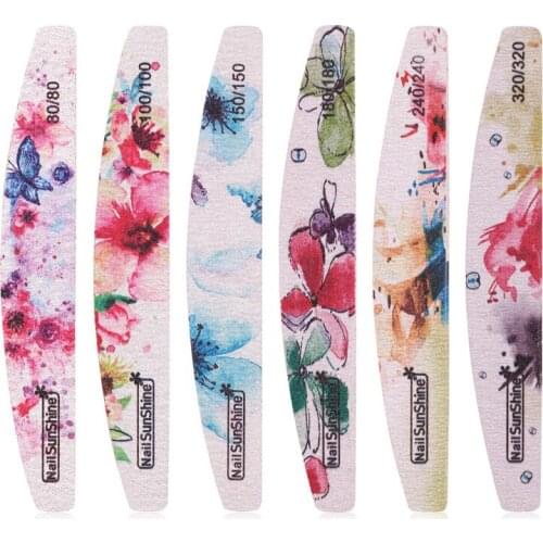 Flower nail file high-grade sand waterproof wear-resistant stringer Nail File | Half-moon- Disposable Nail File - Pack of 6 pcs