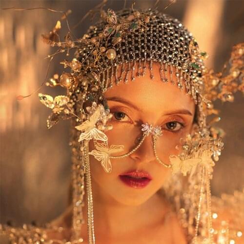 Luxury Bridal Headband Floral Wedding Hat Glasses Crown Party Prom Hair Jewelry For Brides 2020 Fashion Accessories