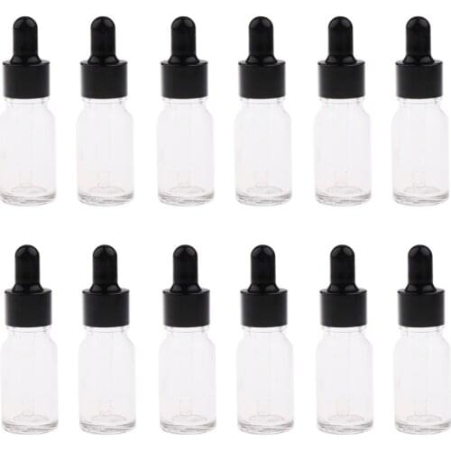 12 Pieces Clear Glass Bottles for Essential Oils with Glass Eye Dropper - 5ml/10ml/15ml to Choose