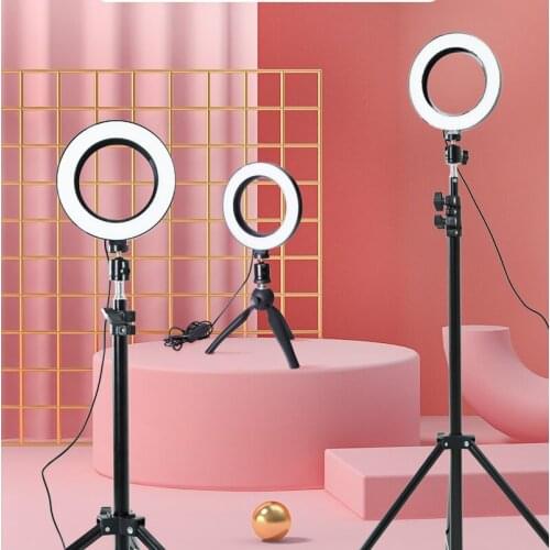 Adjustable 16CM Ring Fill Light Photo Led Selfie Ringlight Phone Lamp Photography Lighting Tripod Holder Youtube Live Video