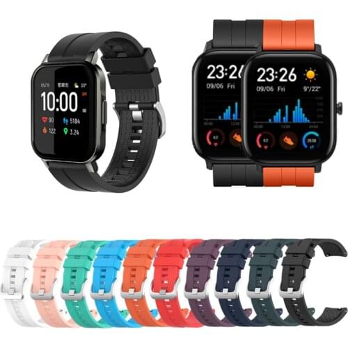 20mm Silicone Watchband Watch Strap For Amazfit Bip s GTS GTS 2 Replacement Plaid Wristband For Samsung Galaxy Watch Active 2