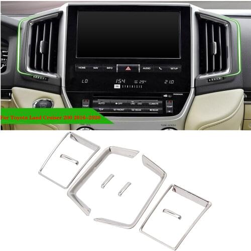 Stainless Steel air conditioning vent AC outlet decorative frame cover trim For 2016-2020 Toyota Land Cruiser 200 LC200