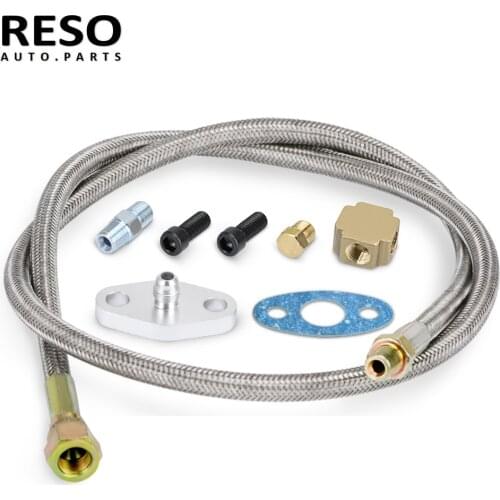 RESO--1/8 NPT 4AN Turbo Oil Feed Line T3 T4 T3/T4 T04E T70 T66 T67 GT35 T3/60-1 GT45