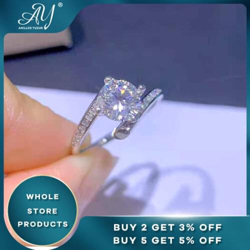 Anillos Yuzuk Luxury White Gold Ring Original 1.0ct Zirconia Diamond Wedding Band Silver 925 Jewelry Women Love Gift Wholesale